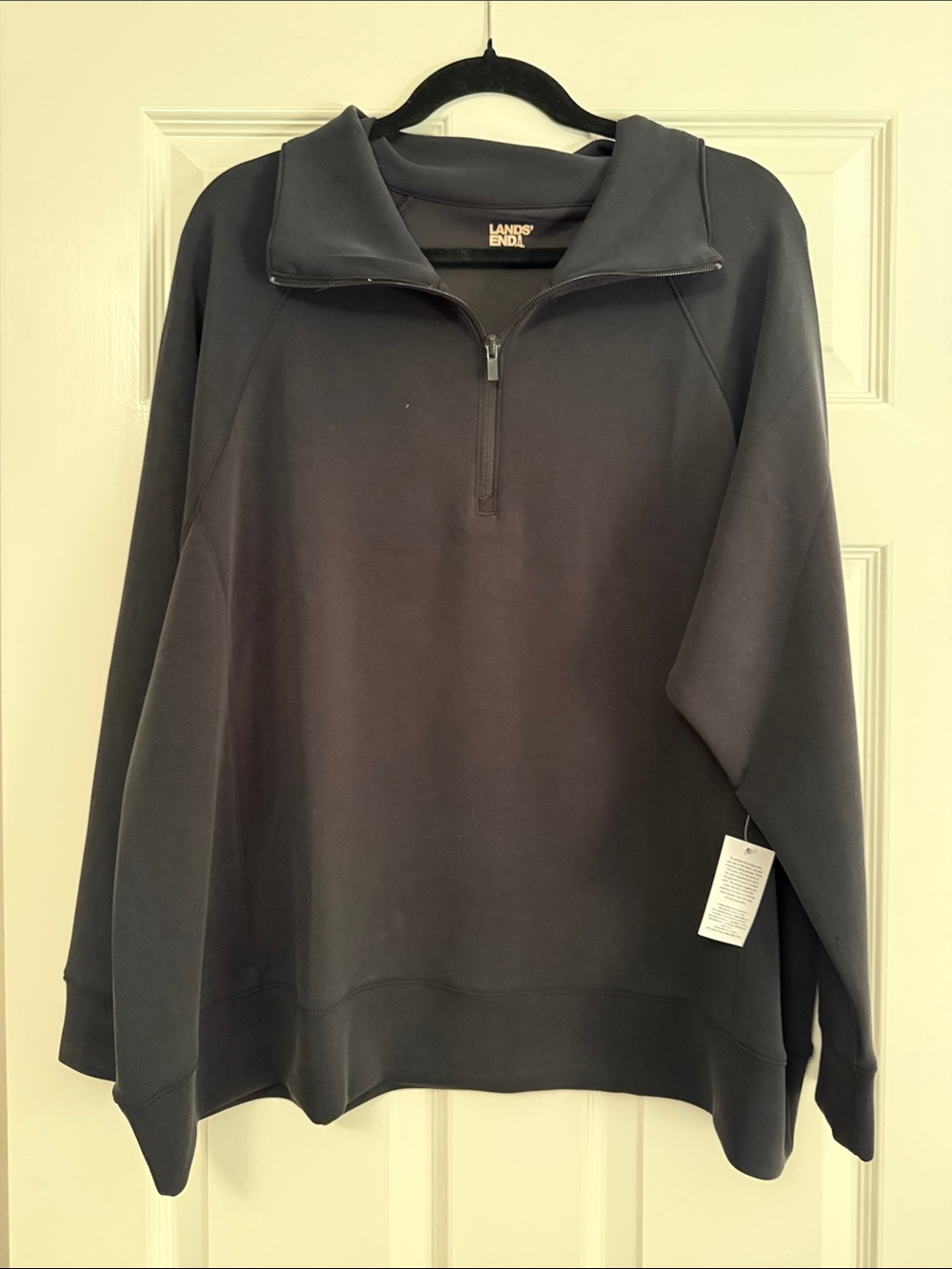 Lands' End Women’s 3/4 Zip-Neck Sweater in black